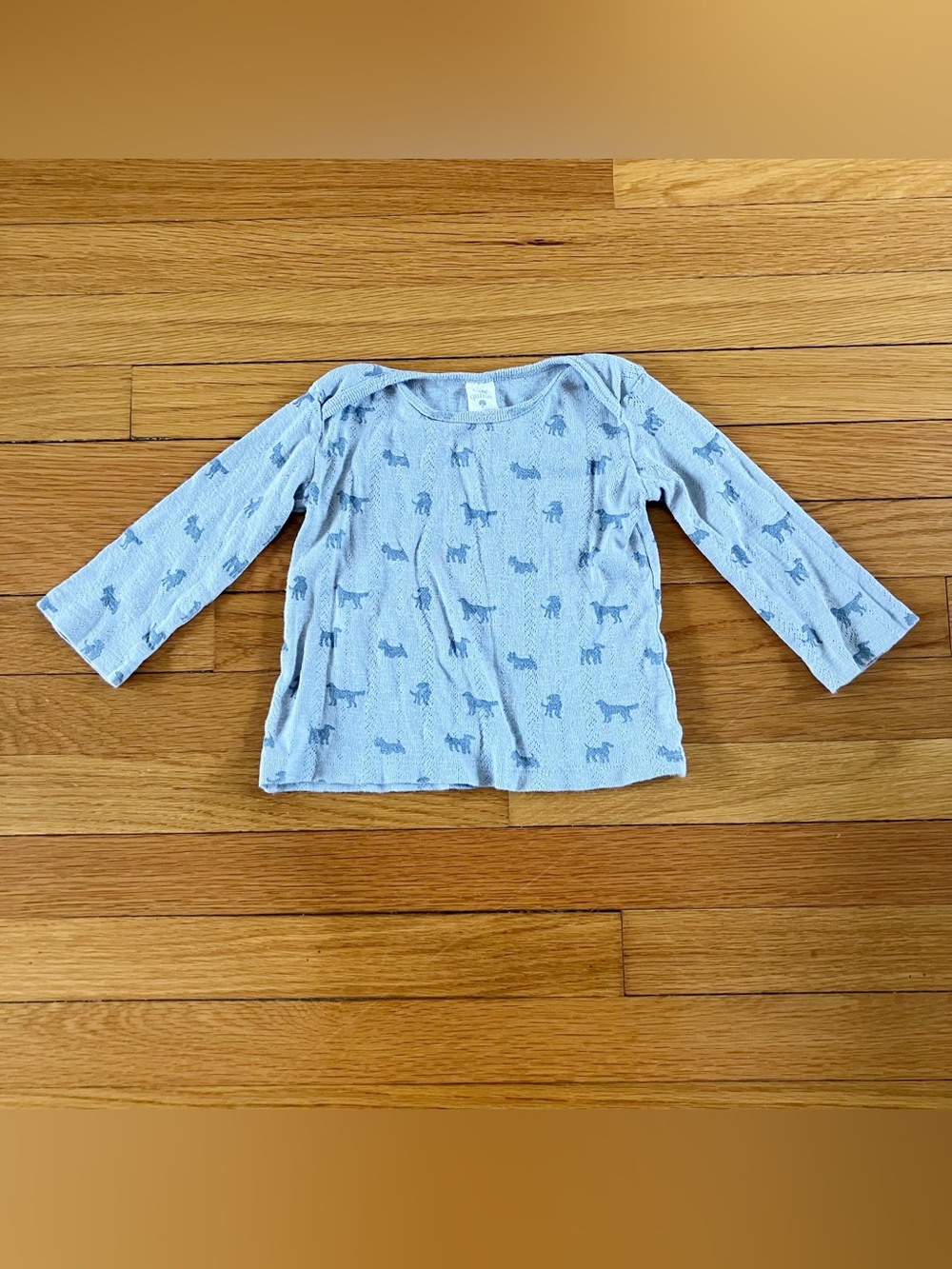 Kate Quinn Organic Cotton Blue Tiny Dog Pointelle Long Sleeve 18-24